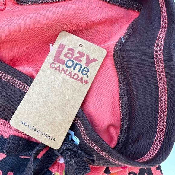 New LAZY ONE Canada PJ Leggings Moose Bottoms Size XS Dont Moose With Me Peach - Picture 5 of 7